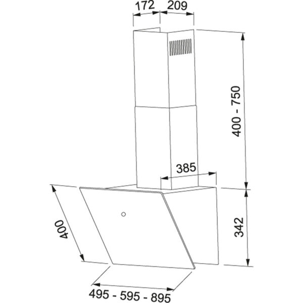 Franke Vertical FVT 905 Απορροφητήρας Καμινάδα 90cm Μαύρος