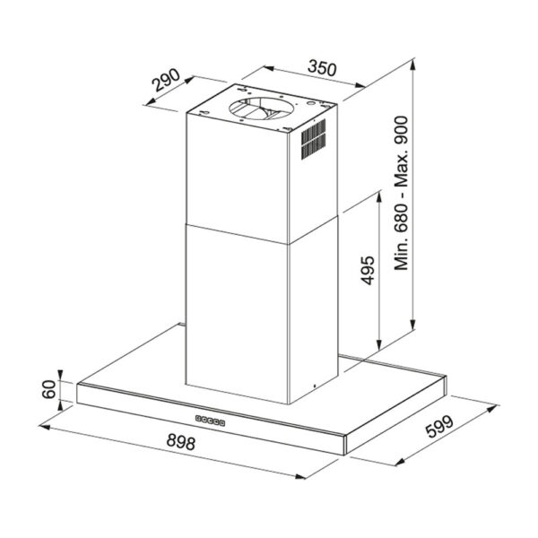 Franke Tale 905 I BK Matt Απορροφητήρας Καμινάδα 90cm Matte Black