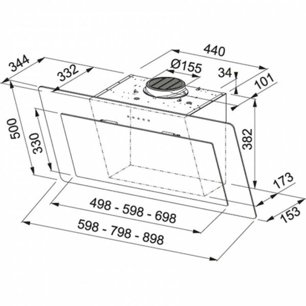 Franke Neo FNO 805 BK Απορροφητήρας Καμινάδα 80cm Μαύρος