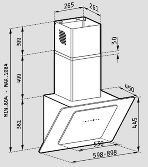 Pyramis Fiero Απορροφητήρας Καμινάδα 90cm Μαύρος