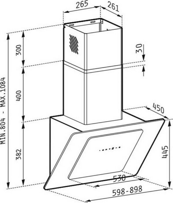 Pyramis Fiero Απορροφητήρας Καμινάδα 90cm Μαύρος