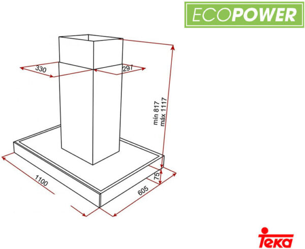 Teka DPL 1185 Island Απορροφητήρας Νησίδα 110cm Inox