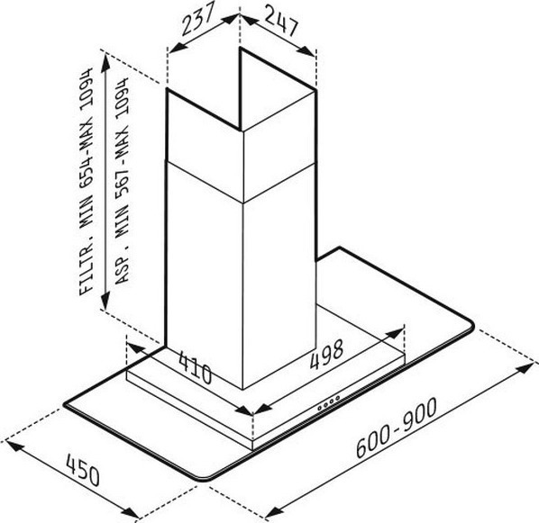 Pyramis Agilo Premium Απορροφητήρας Καμινάδα 90cm Inox