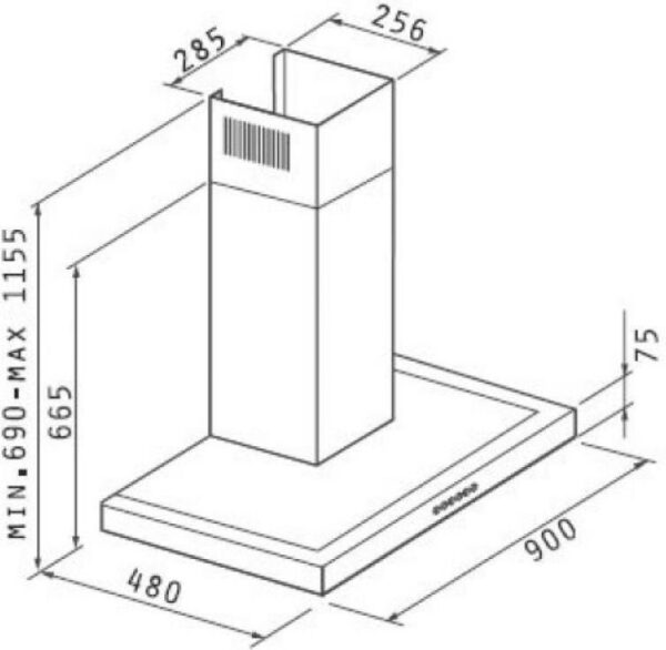 Pyramis Agilo Premium Απορροφητήρας Καμινάδα 90cm Inox