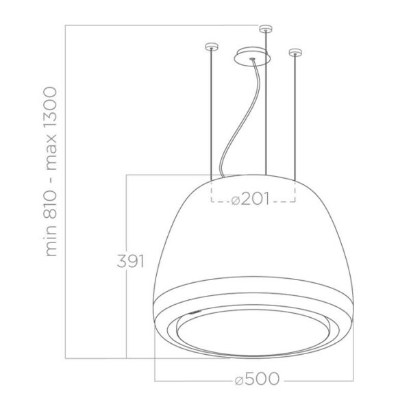 Elica Edith Sense Απορροφητήρας Νησίδα Ανακύκλωσης 50cm Λευκός