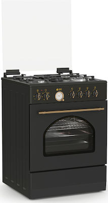Thermogatz TGS 4310 ANTH Κουζίνα 60lt με Εστίες Υγραερίου Π60εκ. Μαύρη
