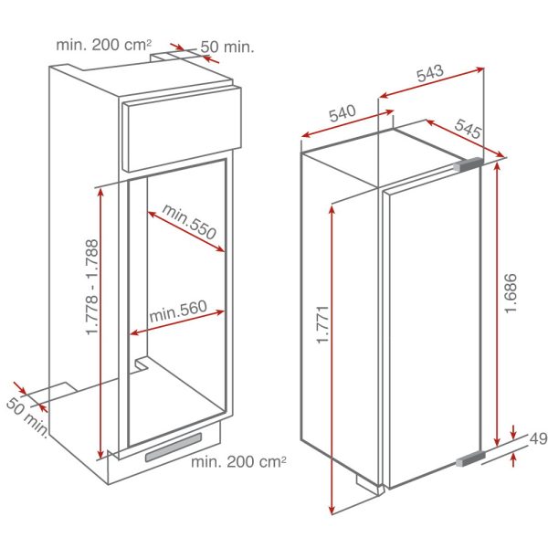 Teka TKI2 300 Εντοιχιζόμενο Ψυγείο Συντήρησης 309lt Υ177.1xΠ54.5xΒ54.3εκ. Λευκό