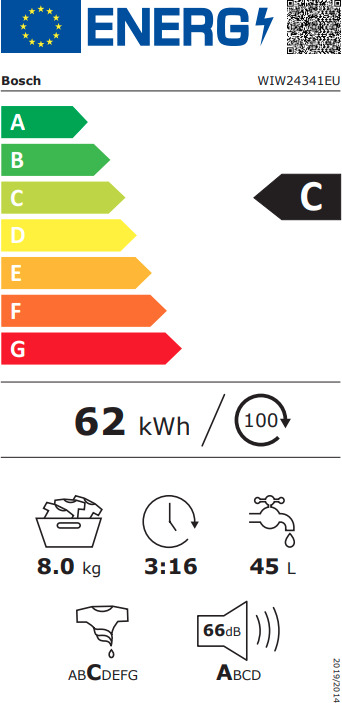 Bosch Εντοιχιζόμενο Πλυντήριο Ρούχων 8kg 1200 Στροφών WIW24341EU