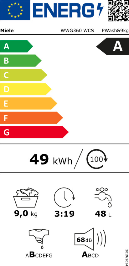 Miele Πλυντήριο Ρούχων 9kg 1400 Στροφών WWG 360 WCS 11333560