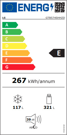 LG GTB574SHHZD Ψυγείο Δίπορτο 438lt Total NoFrost Υ178xΠ70xΒ73εκ. Λευκό