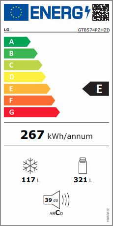 LG GTB574PZHZD Ψυγείο Δίπορτο 438lt Total NoFrost Υ178xΠ70xΒ73εκ. Inox