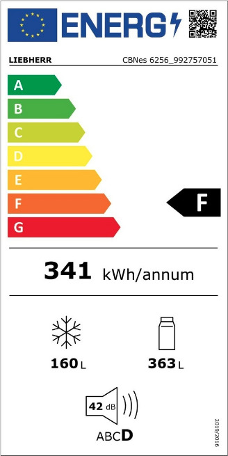 Liebherr CBNes 6256 Ψυγείο Ντουλάπα 523lt Total NoFrost Υ203.9xΠ91xΒ61.5εκ. Inox