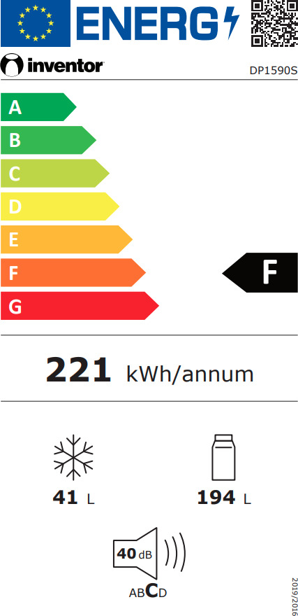 Inventor DP1590S Ψυγείο Δίπορτο 235lt Υ159xΠ55xΒ55εκ. Inox