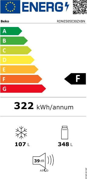 Beko RDNE505E30ZXBN Ψυγείο Δίπορτο 455lt Υ185xΠ70xΒ70.5εκ. Inox