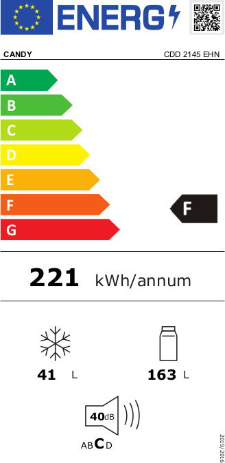 Candy CDD 2145 EHN Ψυγείο Δίπορτο 204lt Υ143xΠ55εκ.