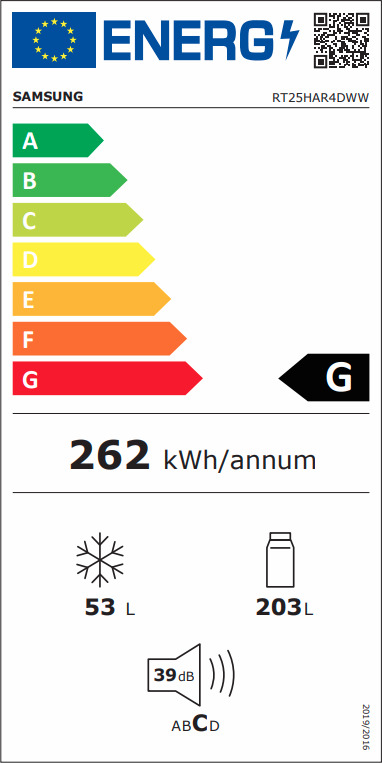 Samsung RT25HAR4DWW Ψυγείο Δίπορτο 256lt Υ163xΠ55.5xΒ61.2εκ. Λευκό