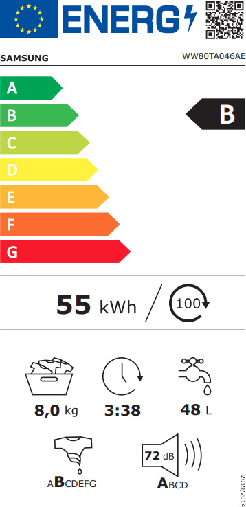 Samsung Πλυντήριο Ρούχων 8kg με Ατμό 1400 Στροφών WW80TA046AE WW80TA046AE/LE