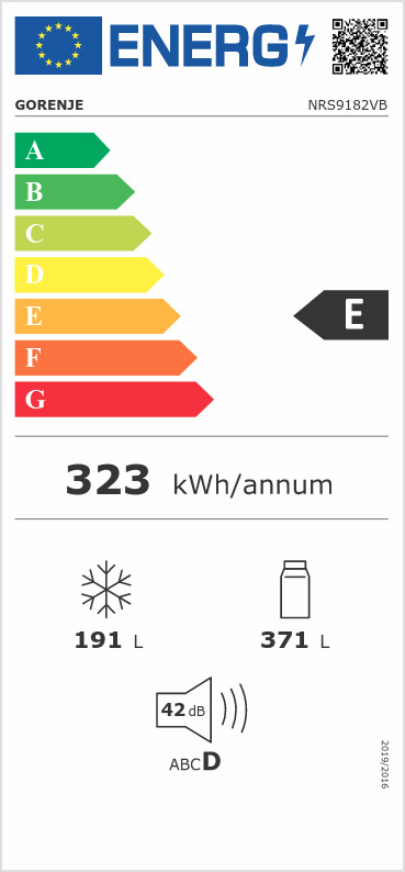 Gorenje NRS9182VB Ψυγείο Ντουλάπα 562lt Total NoFrost Υ179.3xΠ90.8xΒ67.9εκ. Μαύρο