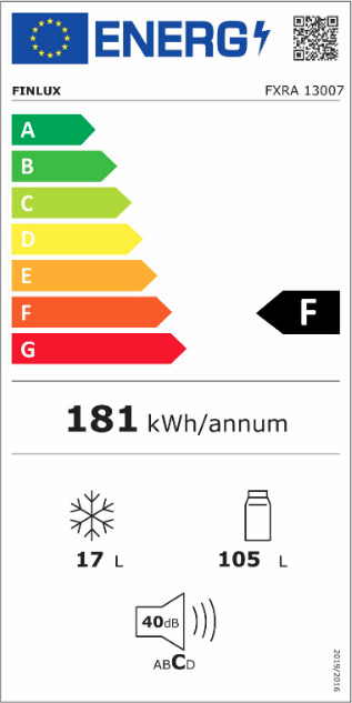 Finlux FXRA 13007 Mini Bar 122lt Υ83.8xΠ54xΒ59.5εκ. Λευκό