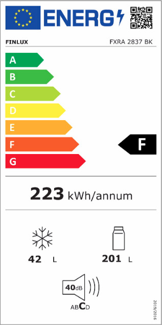 Finlux FXRA 2837 BK Ψυγείο Δίπορτο 243lt Υ160xΠ54xΒ56εκ. Μαύρο