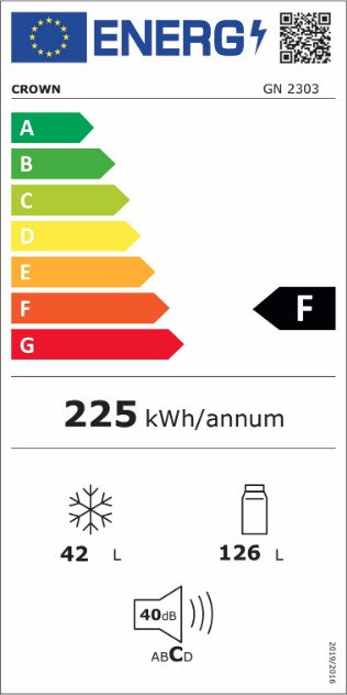 Crown GN-2303 Ψυγείο Δίπορτο 168lt Υ122xΠ54xΒ57εκ. Λευκό