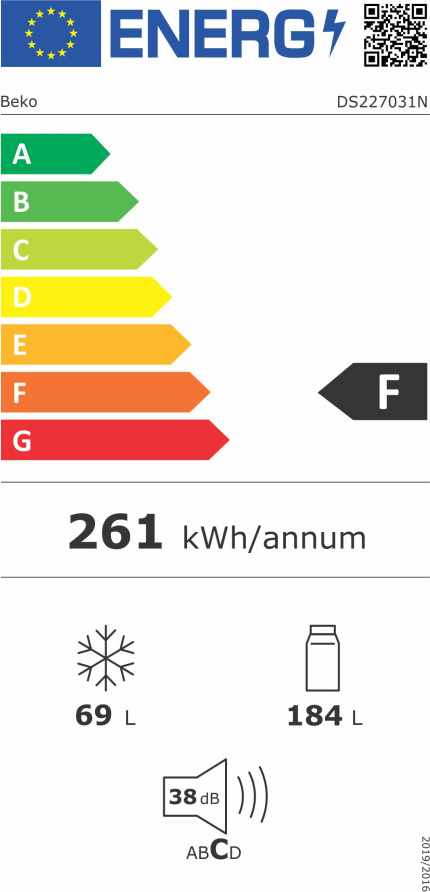 Beko DS227031N Ψυγείο Δίπορτο 253lt Υ151xΠ59.5xΒ60εκ. Λευκό