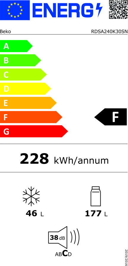 Beko RDSA240K30SN Ψυγείο Δίπορτο 223lt Υ146.5xΠ54xΒ57.4εκ. Inox