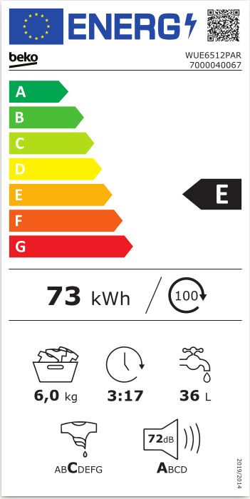 Beko Πλυντήριο Ρούχων 6kg 1000 Στροφών WUE 6512 PAR