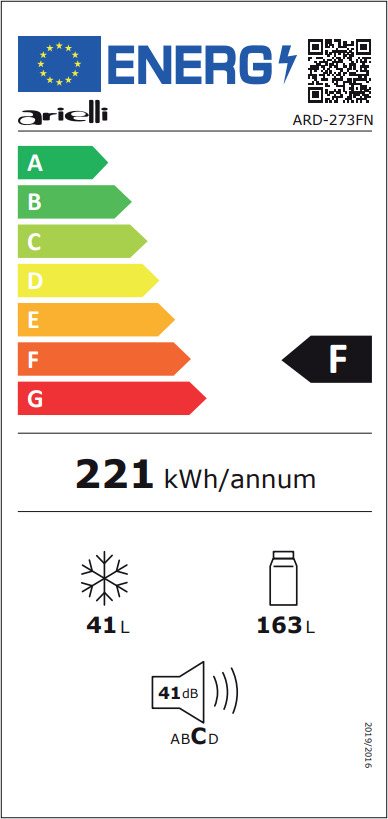 Arielli ARD-273FN Ψυγείο Δίπορτο 204lt Υ143xΠ55xΒ55εκ. Λευκό