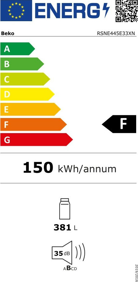 Beko RSNE445E33XN Ψυγείο Συντήρησης 381lt NoFrost Υ185xΠ59.5xΒ65.5εκ. Inox