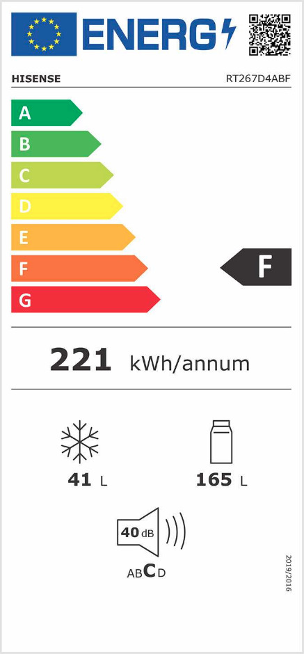 Hisense RT267D4ABF Ψυγείο Δίπορτο 206lt Υ143.4xΠ55xΒ54.2εκ. Μαύρο