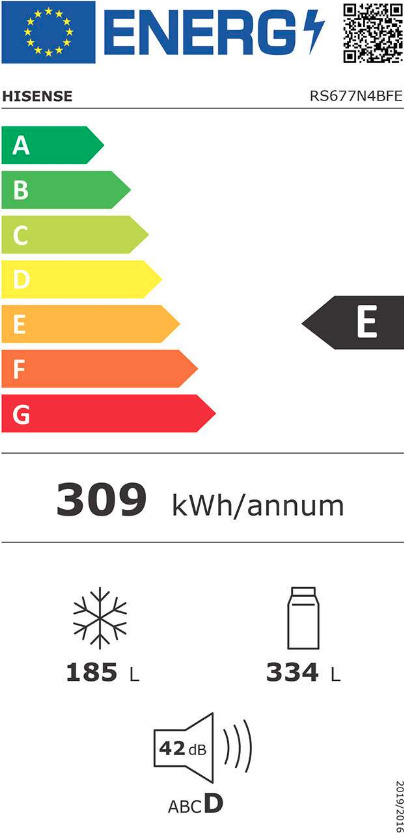 Hisense RS677N4BFE Ψυγείο Ντουλάπα 519lt Total NoFrost Υ178.6xΠ91xΒ64.3εκ. Μαύρο