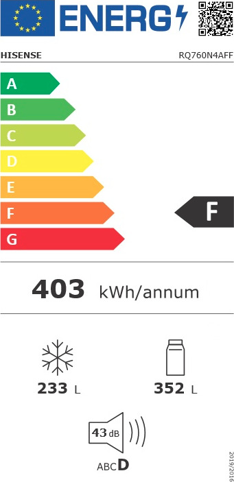 Hisense RQ760N4AFF Ψυγείο Ντουλάπα 585lt Total NoFrost Υ178.5xΠ91.2xΒ72.5εκ. Inox