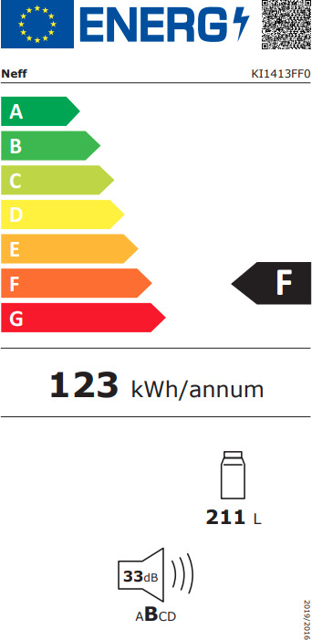 Neff KI1413FF0 Εντοιχιζόμενο Ψυγείο Συντήρησης 211lt Υ122xΠ56xΒ55εκ. Λευκό