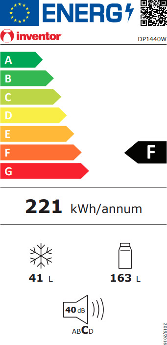 Inventor DP1440W Ψυγείο Δίπορτο 204lt Υ143xΠ55xΒ55εκ. Λευκό