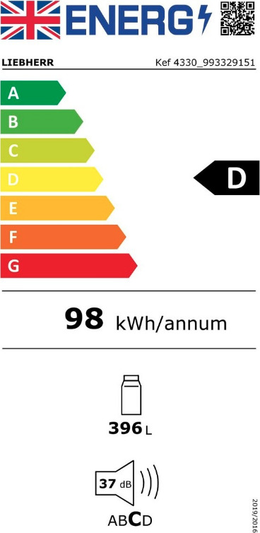 Liebherr Kef 4330 Comfort Ψυγείο Συντήρησης 396lt Υ185xΠ60xΒ66.5εκ. Inox