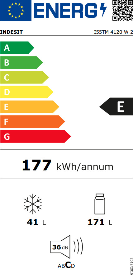 Indesit I55TM 4120 W 2 Ψυγείο Δίπορτο 212lt Υ144xΠ54xΒ57εκ. Λευκό