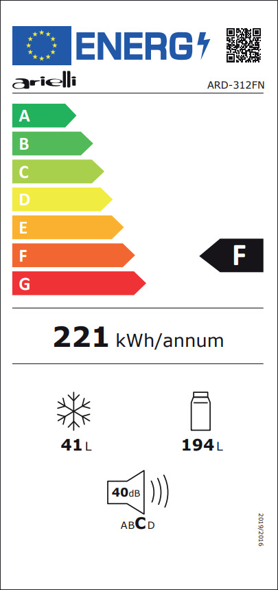 Arielli ARD-312FN Ψυγείο Δίπορτο 235lt Υ159xΠ55xΒ55εκ.