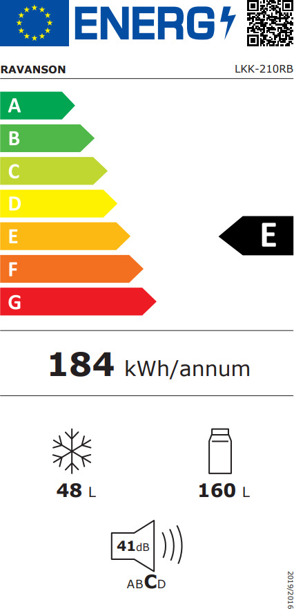 Ravanson LKK-210RB Ψυγείο Δίπορτο 208lt Υ147xΠ54.5xΒ58.5εκ. Μαύρο