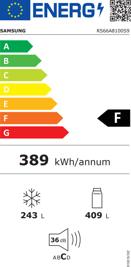 Samsung RS66A8100S9/EF Ψυγείο Ντουλάπα 652lt NoFrost Υ178xΠ91.2xΒ71.6εκ. Inox