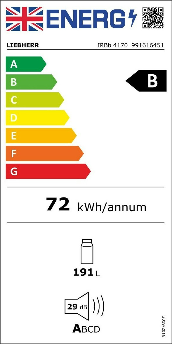 Liebherr IRBb 4170 Peak Εντοιχιζόμενο Ψυγείο Συντήρησης 191lt Υ123.6xΠ57xΒ55εκ. Λευκό