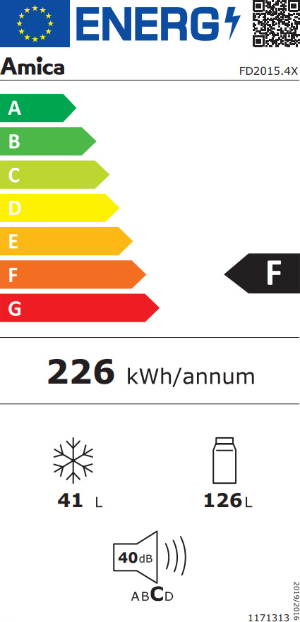 Amica FD2015.4X Ψυγείο Δίπορτο 167lt Υ122xΠ54xΒ57εκ. Inox