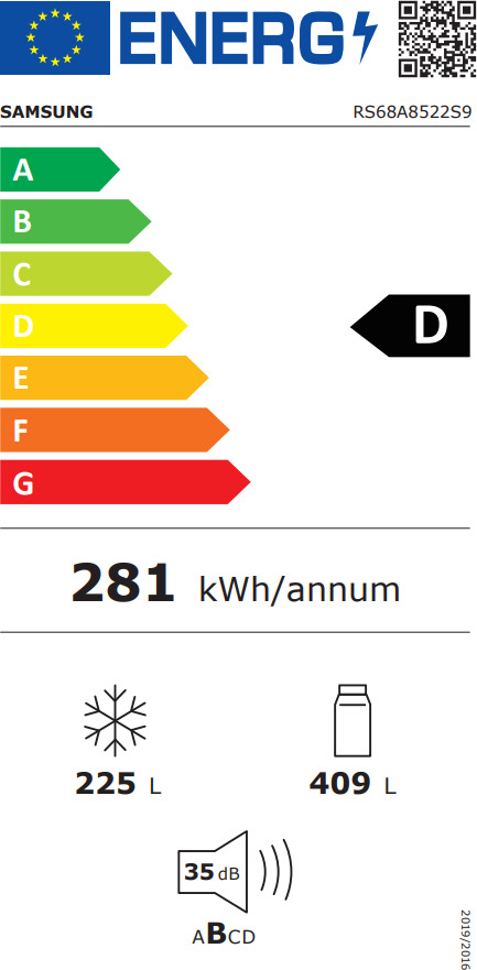 Samsung RS68A8522S9 Ψυγείο Ντουλάπα 634lt NoFrost Υ178xΠ91.2xΒ71.6εκ. Inox