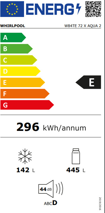 Whirlpool W84TE 72 X AQUA 2 Ψυγείο Δίπορτο 587lt Total NoFrost Υ186xΠ84xΒ75εκ. Inox