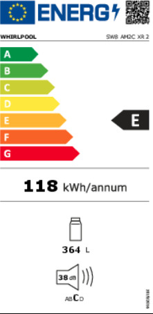 Whirlpool SW8 AM2C XR 2 Ψυγείο Συντήρησης 364lt Υ187.5xΠ59.5xΒ63εκ. Inox