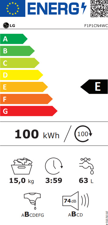 LG Πλυντήριο Ρούχων Inverter Direct Drive 15kg 1200 Στροφών F1P1CN4WC