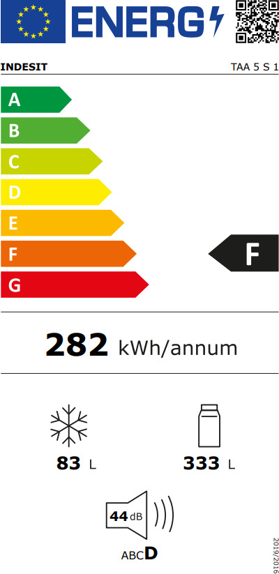 Indesit TAA 5 S 1 Ψυγείο Δίπορτο 416lt Υ180xΠ70xΒ68.5εκ. Inox