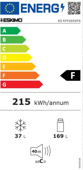 Eskimo ES RTF205SFS Ψυγείο Δίπορτο 206lt Υ143xΠ54.5xΒ55εκ. Inox