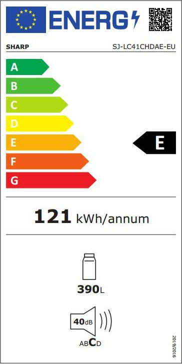 Sharp SJ-LC41CHDAE Ψυγείο Συντήρησης 390lt NoFrost Υ186xΠ59.5xΒ65εκ.