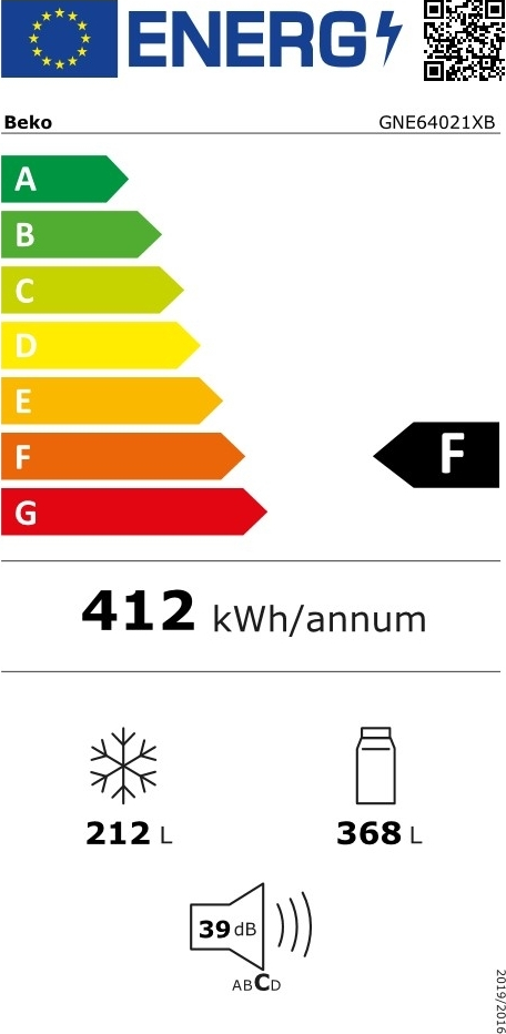 Beko GNE64021XB Ψυγείο Ντουλάπα 580lt NoFrost Υ179xΠ91xΒ70.5εκ. Inox